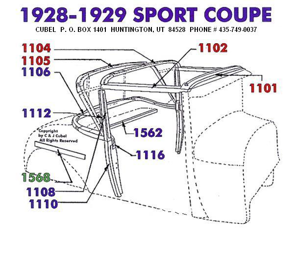 New top wood for your 28 or 29 Ford Sport Coupe