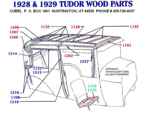New top wood for your 28 or 29 Ford Tudor, With Fasteners.