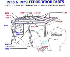 New top wood for your 28 or 29 Ford Tudor, With Fasteners.